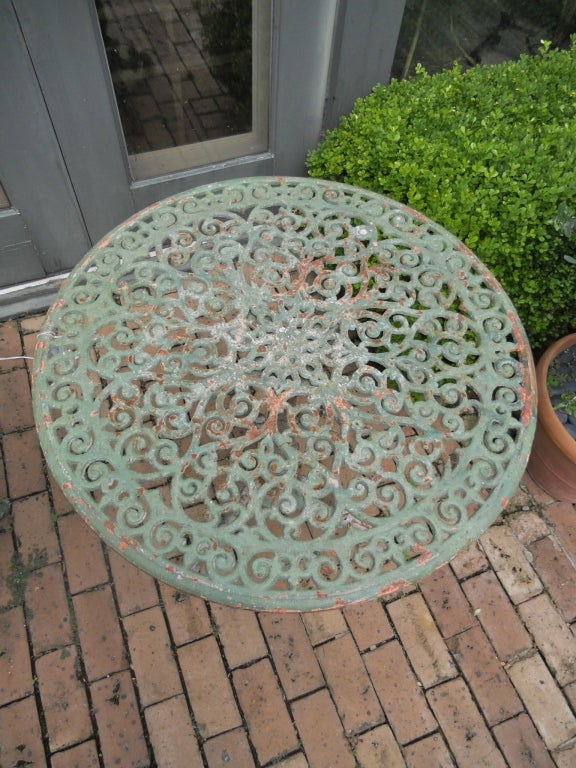 19th.C. Italian Cast Iron Garden Table In Good Condition For Sale In Houston, TX