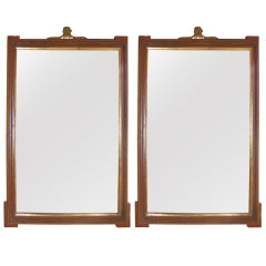 Antique Pair of Spanish Louis XVI Painted and Gilt Mirrors