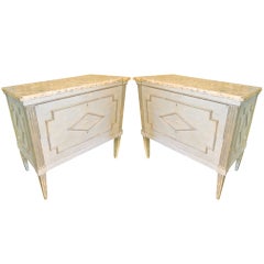 Pair Italian Painted Directoire Commodes