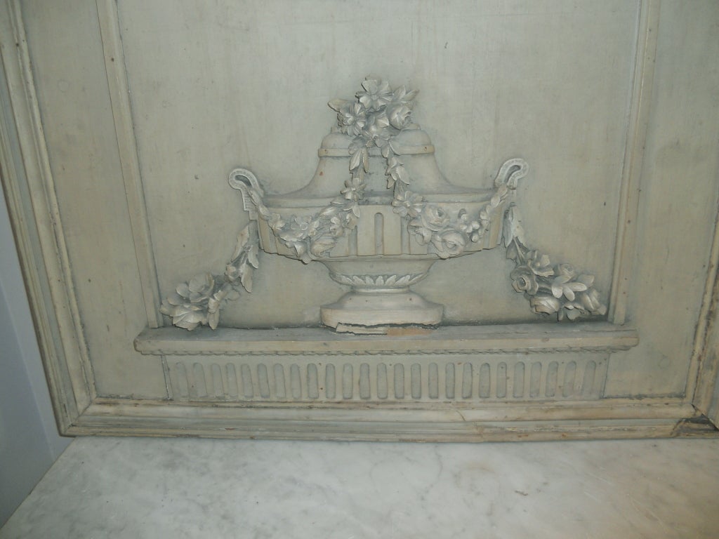19th Century 19th. Century French Carved Wood & Painted Boiserie Panel