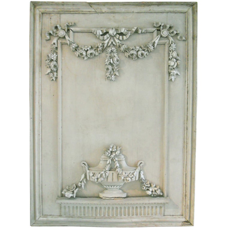 19th. Century French Carved Wood & Painted Boiserie Panel