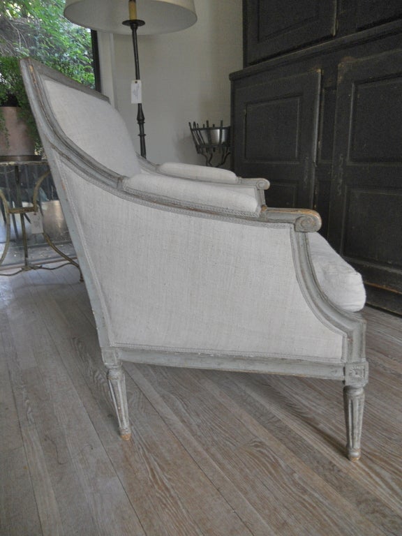 18th Century and Earlier 18th.Century Swedish Gustavian Painted Louis XVI Style Bergere