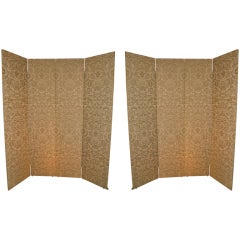 Pair Vintage Fortuny Folding Screens