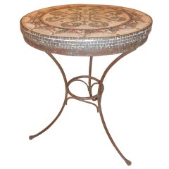Italian Mosaic Top Iron Base Table