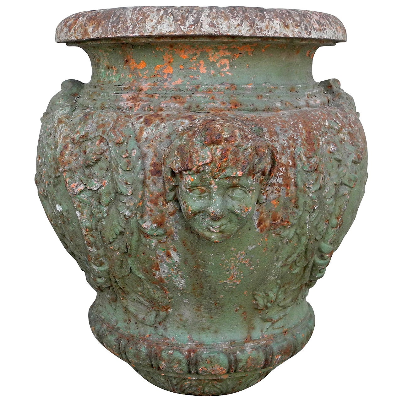 Green French Iron Urn, Circa 1900