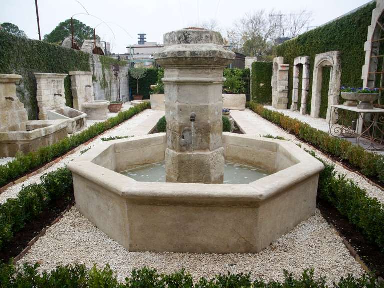 18th c. Fountain Center with Stone Basin from a Village Fountain in Chauvigny, a town in the Poitou-Chantes Region of France
