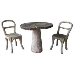 Antique Faux Bois Table and Chairs, circa 1920