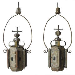 Pair of Used 18th Century Processional Lanterns with Crosses
