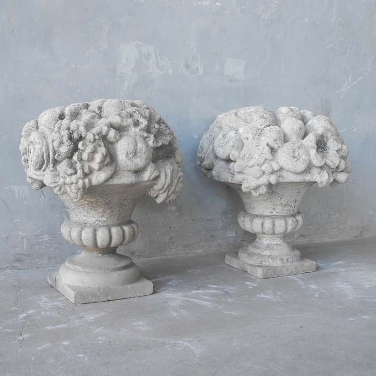 French Pair of Antique 19th Century Stone Statues For Sale