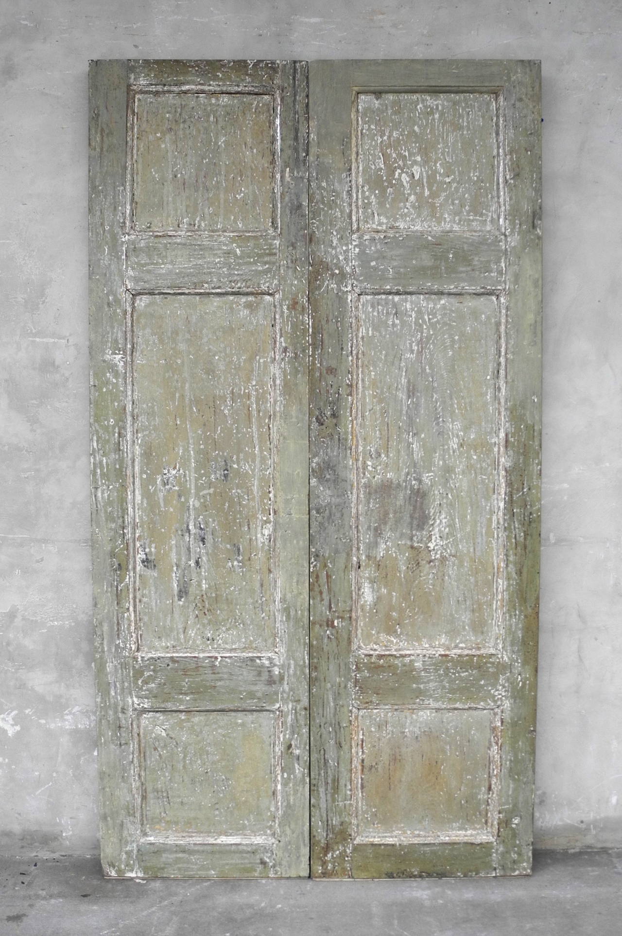 This pair of 18th century Italian doors were originally from Naples, Italy. Their rich green and gold patina would make these a stunning addition to any residence.