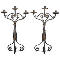 Pair 17th c. Candle Stands