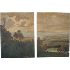 Pair Large Painted Panels from a Boiserie in Provence