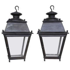 Pair Antique Iron Lanterns