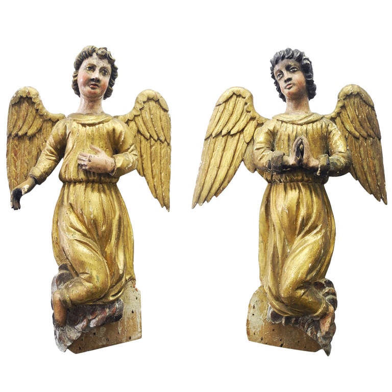 Pair of Early 18th Century Antique Italian Angels For Sale at 1stdibs