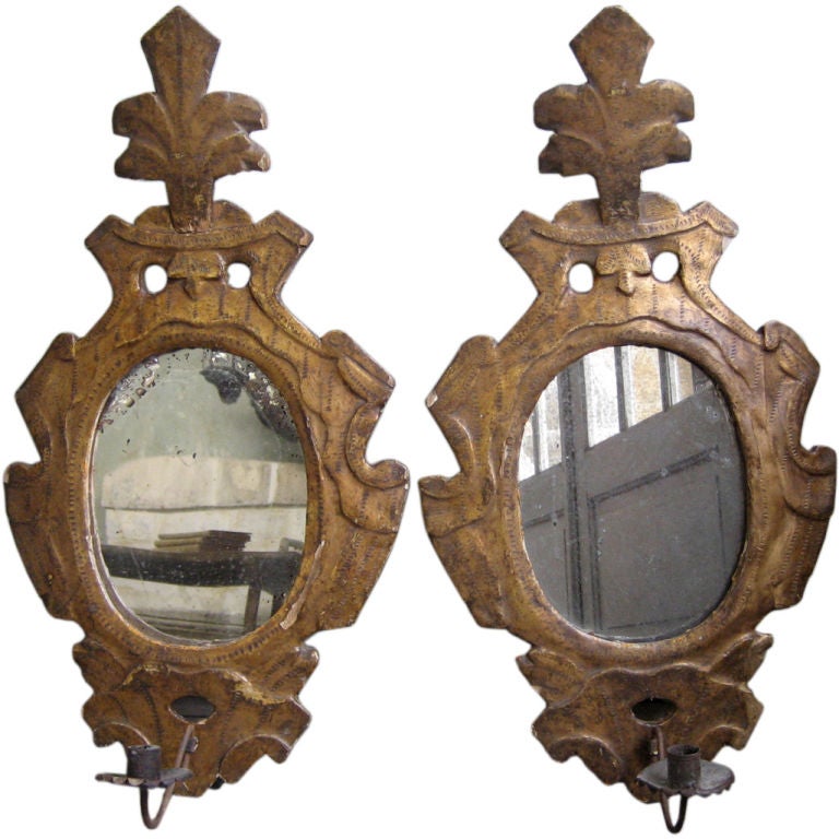 Pair 18th Century Mirrored Appliques from Andalusia, Spain at 1stDibs