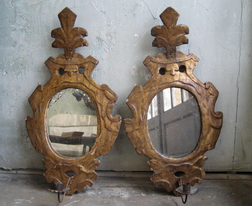 Pair 18th Century Mirrored Appliques from Andalusia, Spain at 1stDibs