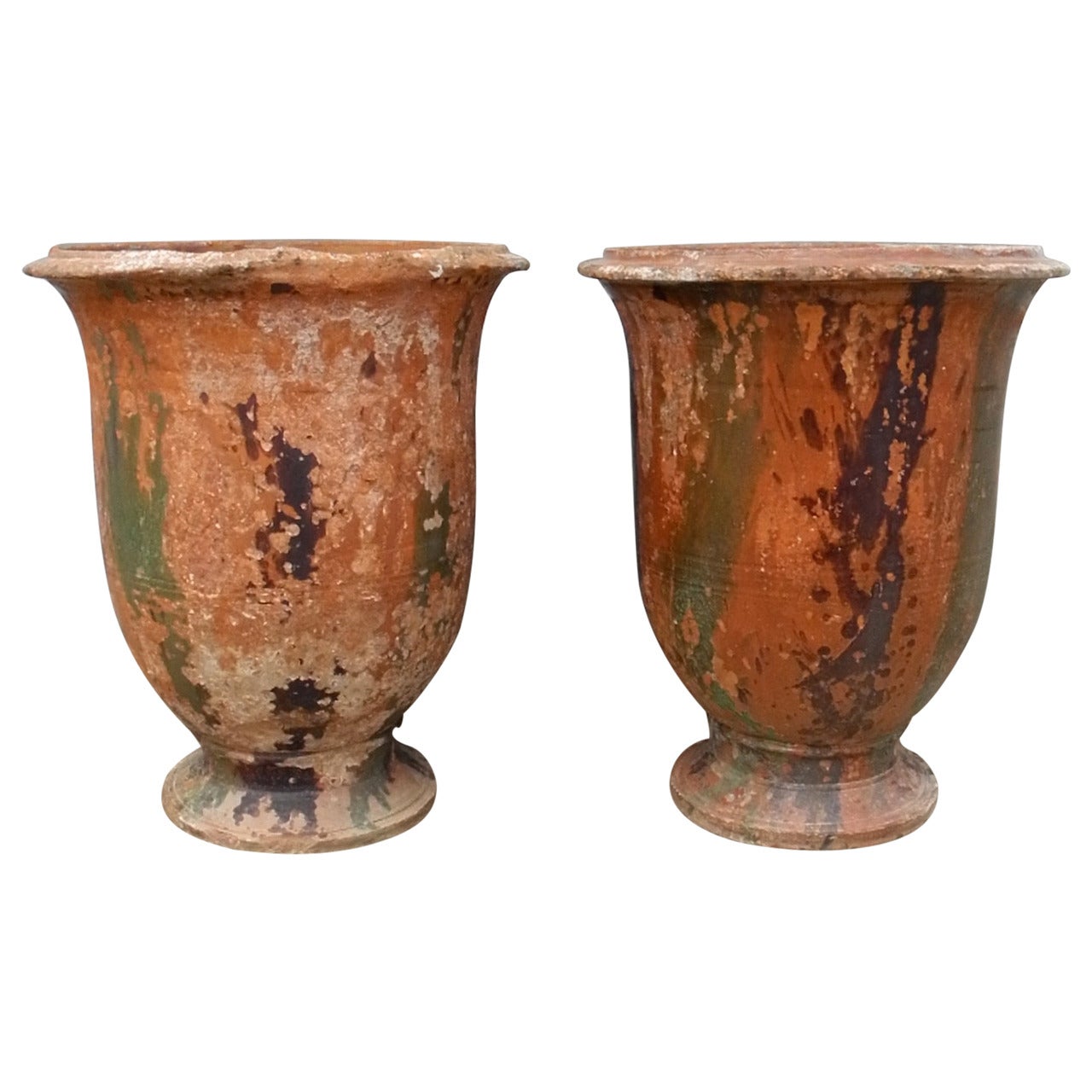 Pair of Antique 19th Century "Jarres d'Anduze" Urns