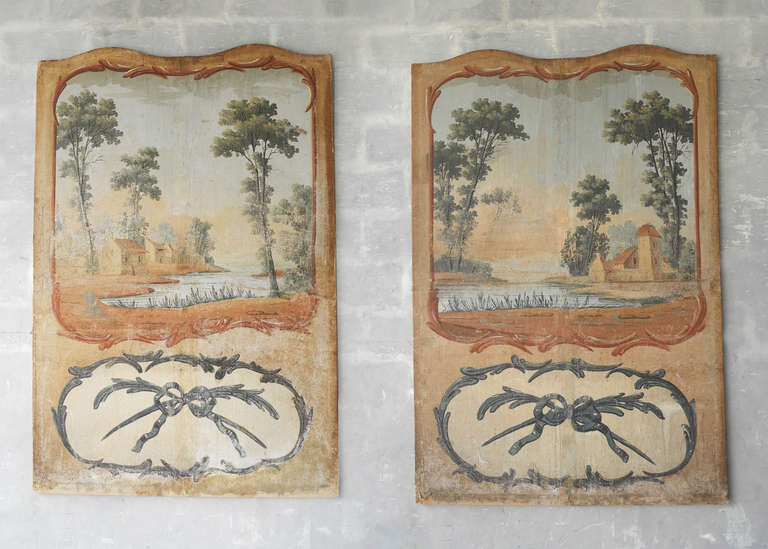 Pair of 18th c. painted panels from a Maison Bourgeoise in Toulouse, France.