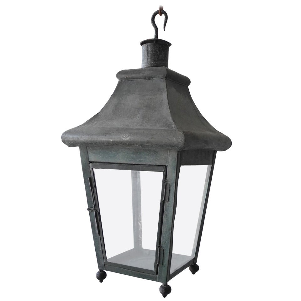 Antique 19th Century French Tole Lantern For Sale
