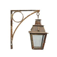 19th c. Italian Iron Potence and Lantern