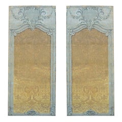 Pair 19th c. Large Painted Panels from a Petite Chateau