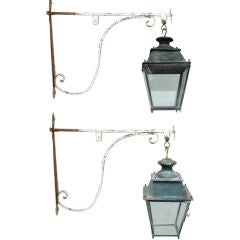 Pair 17th c. Tuscan Potences with 19th c. Lanterns