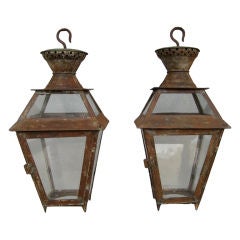 Pair 19th c. French Tole and Bronze Lanterns