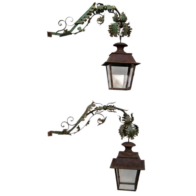 Pair of Antique Potence with Lanterns