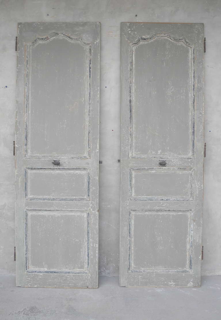 Pair of 2 Single 18th c. Doors with Hardware.