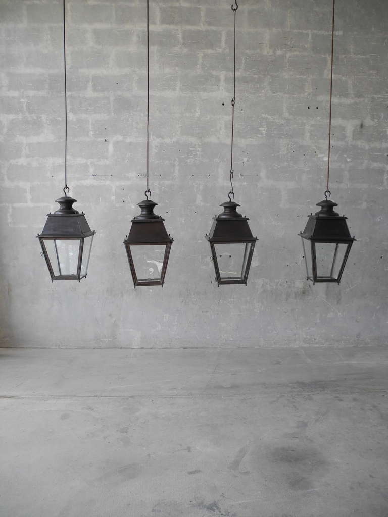 18th Century and Earlier Set of Four Large Antique Lanterns