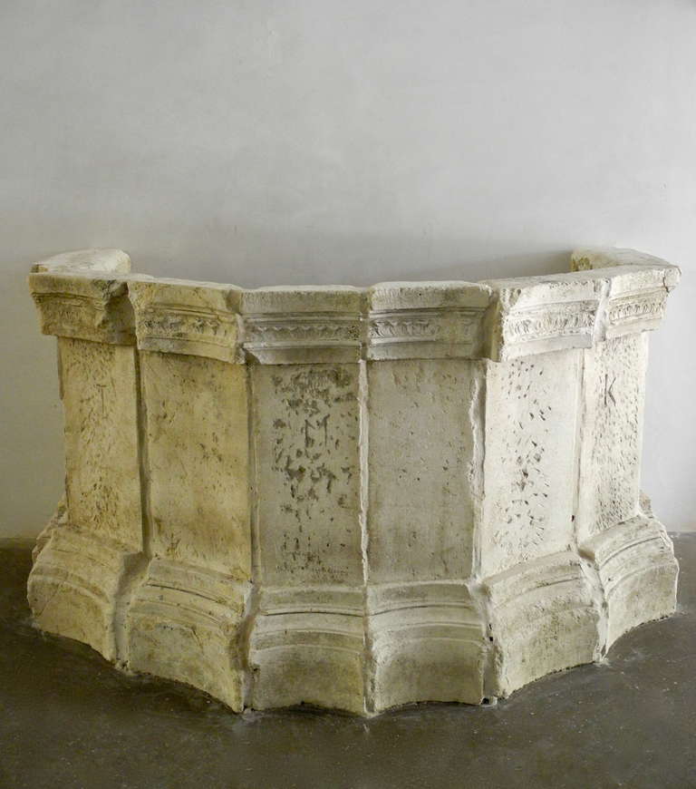 Originally from a chateau garden in the Burgundy region of France, this antique 18th century stone basin evokes timeless beauty.

This beautifully carved stone basin is ready to become a fountain in a classic garden setting.