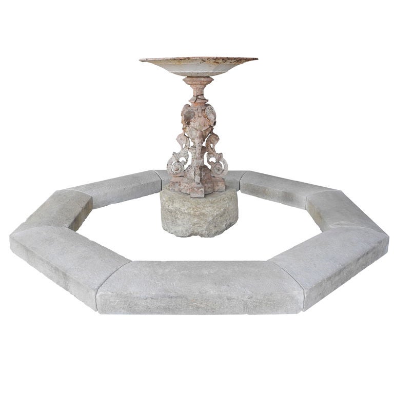 Late 18th c./Early 19th c. Iron Fountain and Stone Basin