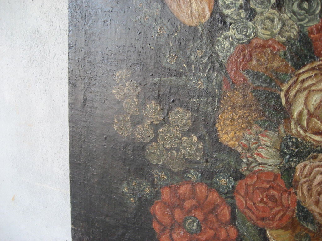 19th Century Antique 17th Century French Oil Still life -Painting of Flowers