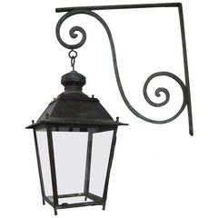19th Century French Potence with Antique Lantern