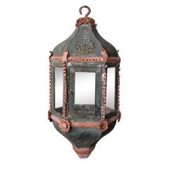 18th c. Italian Painted Tole Processional Lantern