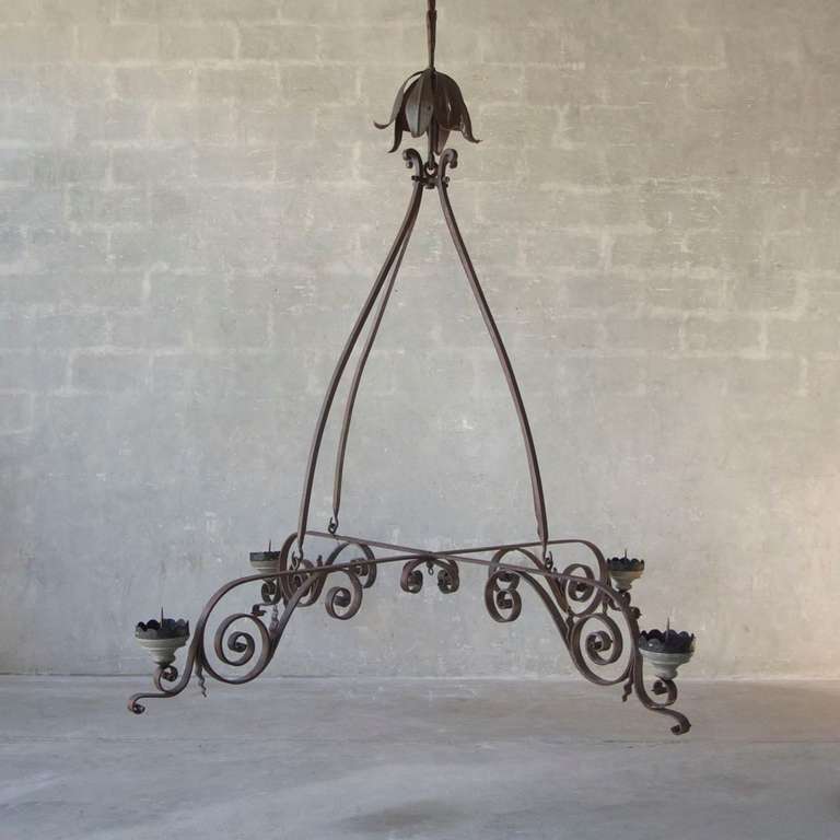 Grand Lustre of 18th c. Hand Forged Italian Elements