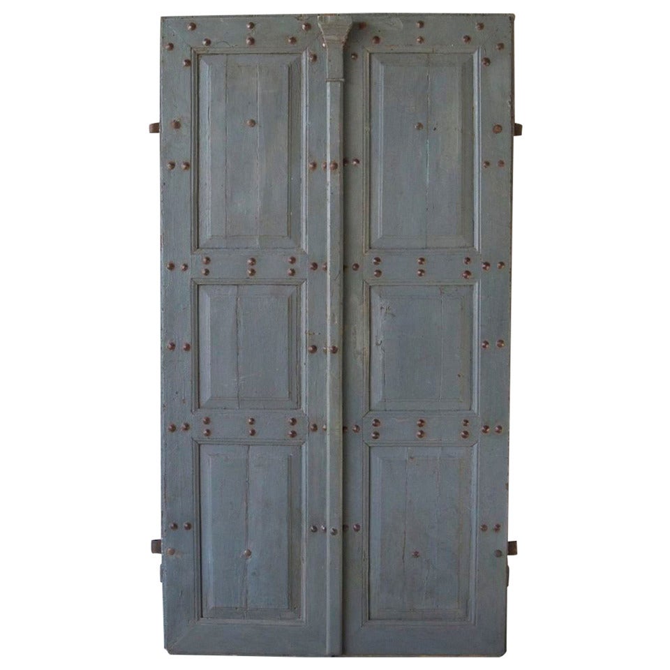 Pair of Antique 18th Century Doors with Nailhead Detailing