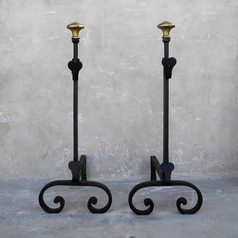 Spanish Pair of Antique 16th Century Andirons from Spain For Sale