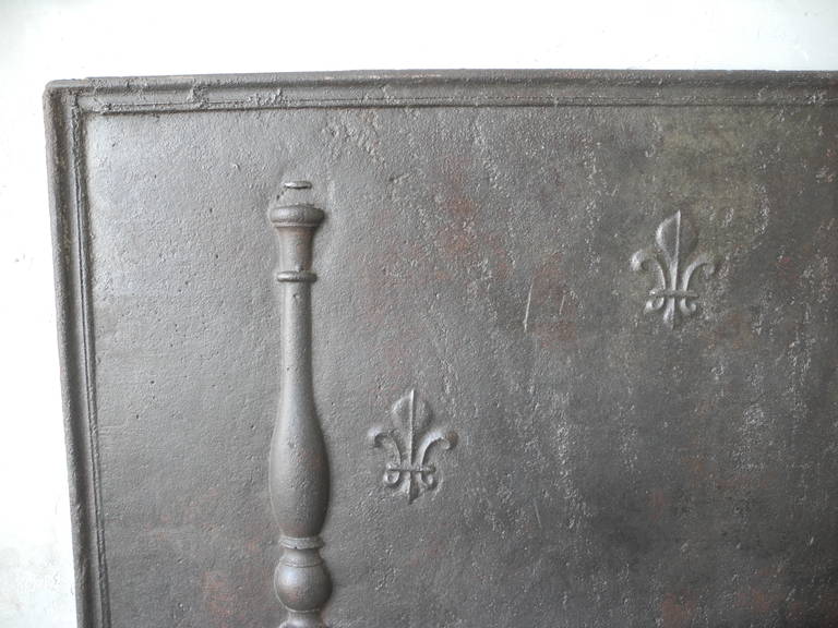 18th Century and Earlier Antique 17th Century French Fireback with Fleur de Lis