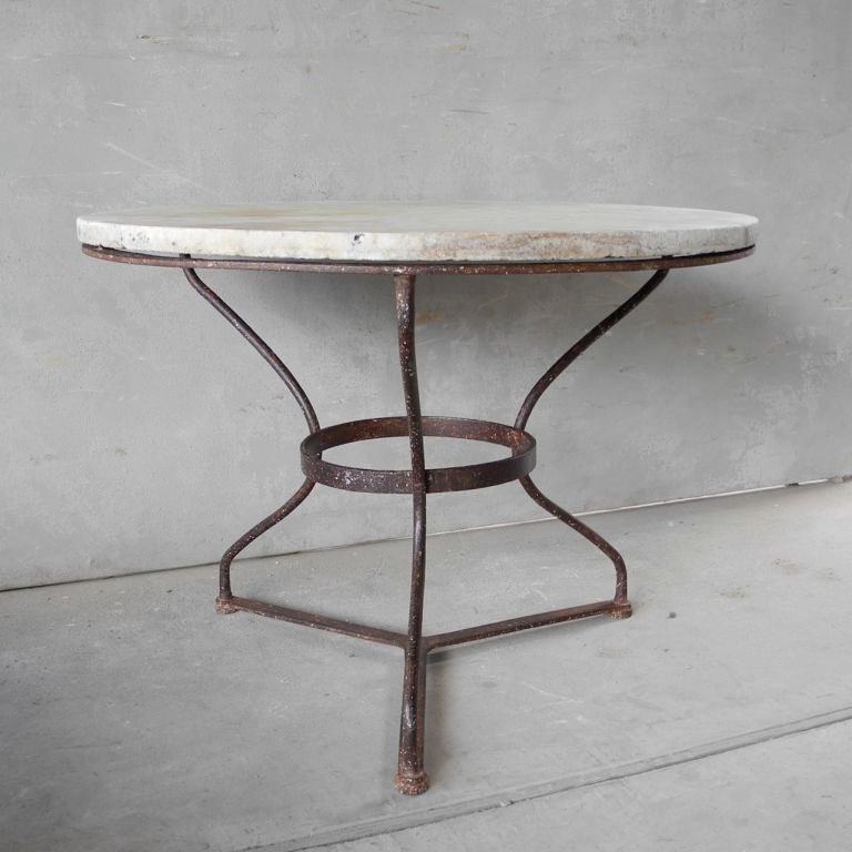 19th c. Iron Table with Marble Top