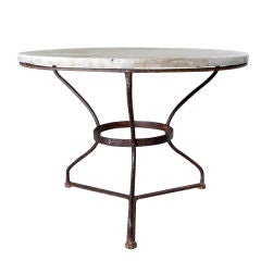 19th c. Iron Table with Marble Top