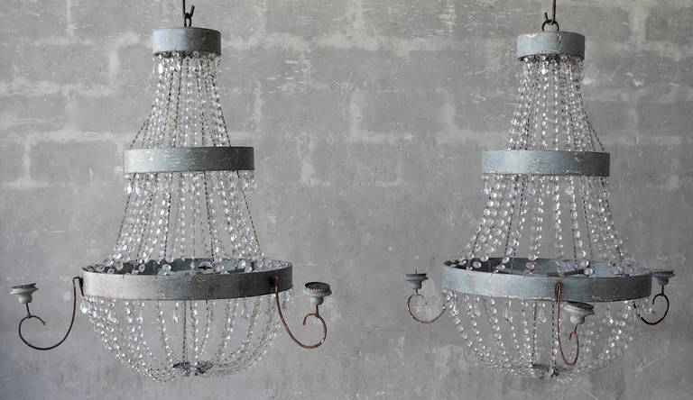 Pair of Spanish Chandeliers, circa 1900. Originally hung in a Spanish teatro.