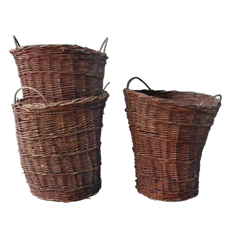 Large Antique Tillieuil Baskets at 1stdibs