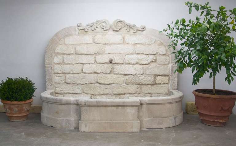 18th c. Fountain Basin with Walls of Antique Reclaimed Stone