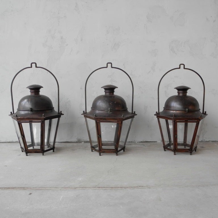 Set of 6 19th c. Copper Lanterns from a Maison de Maitre