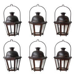 Set of 6 19th c. Copper Lanterns from a Maison de Maitre