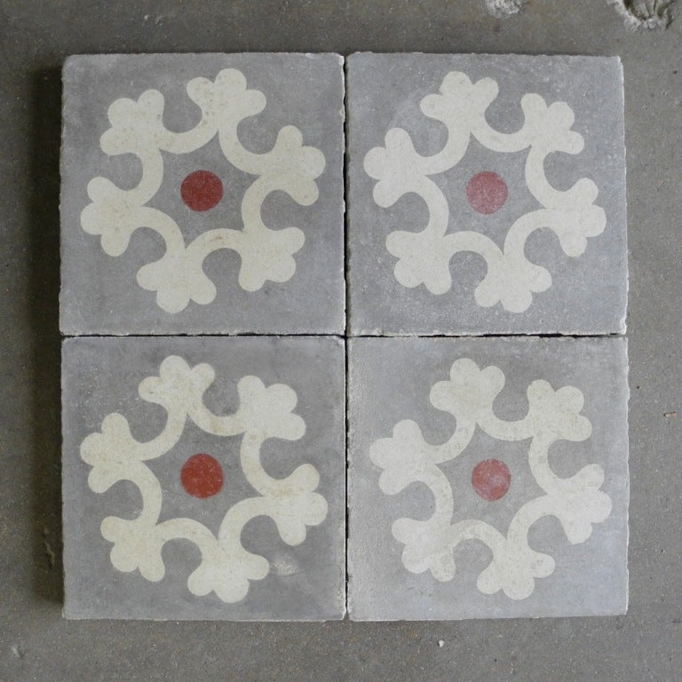 Reclaimed, 19th c. Colored Cement Tile from France. 8