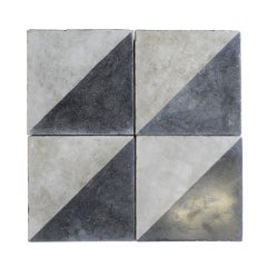 Antique Reclaimed Black and White Colored Cement Tile