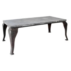 Iron Table Base with Belgian Blue Stone Top, circa 1890
