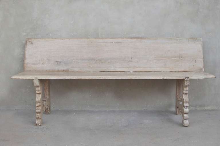 17th century Italian walnut bench.